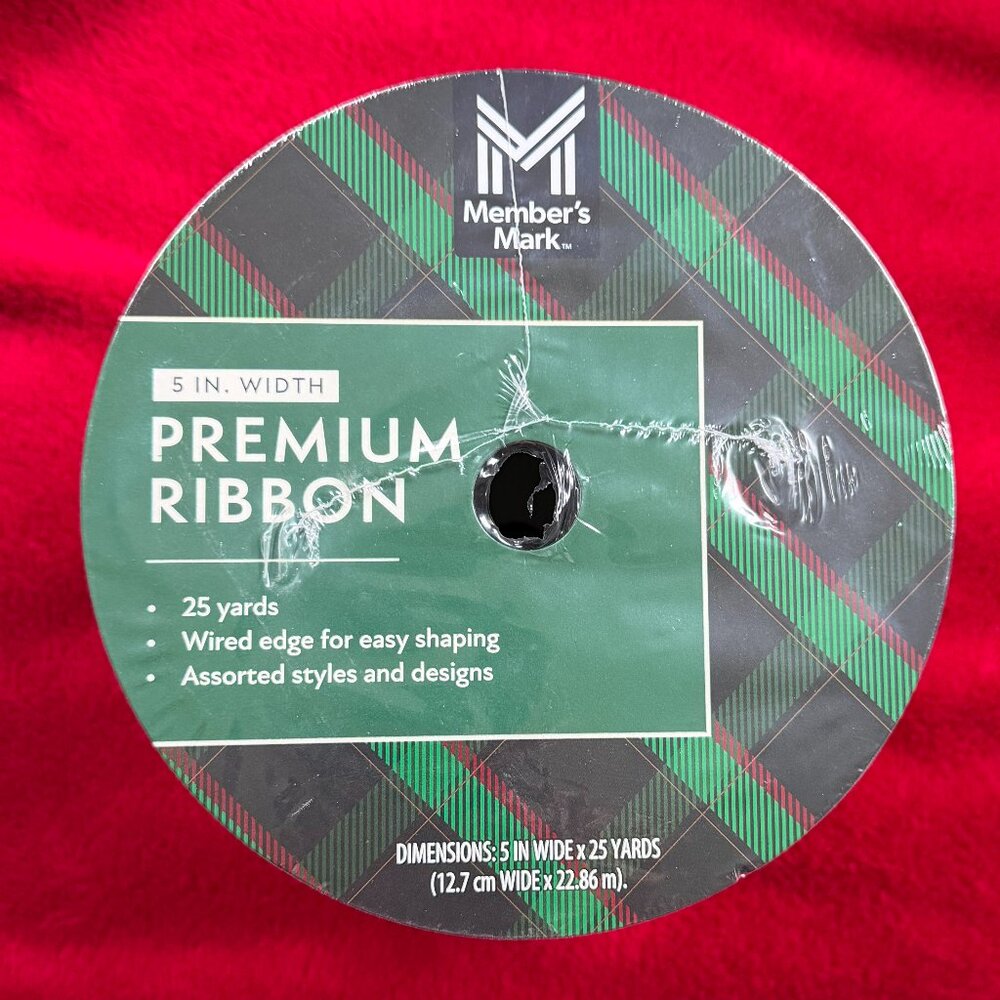 Members Mark Wired Ribbon ๐ 25 yards Spool width 5" ๐ NWT - Picture 2 of 3